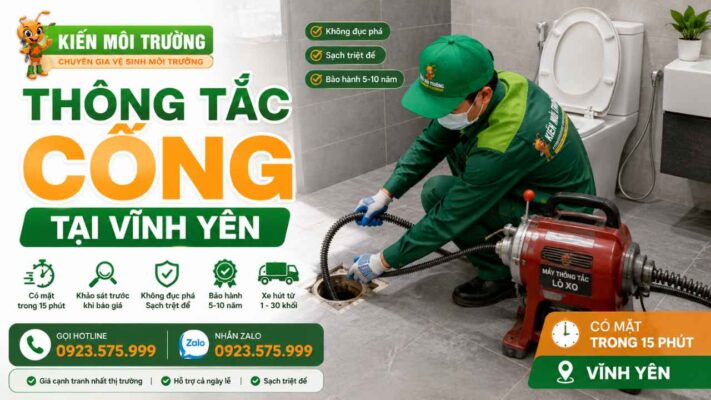 Thông tắc cống tại Vĩnh Yên uy tín, giá rẻ trọn gói 99k, SẠCH 100%